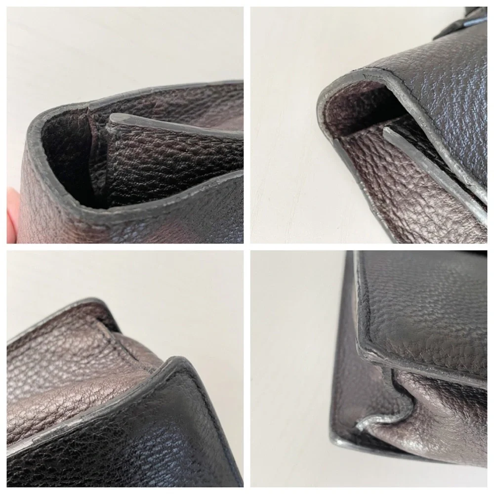 Gucci dark brown black pebbled leather unisex briefcase laptop bag